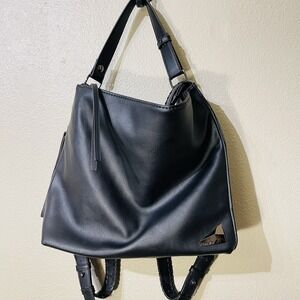 Kensie Backpack Purse Bag Semi Braided Straps Black Large